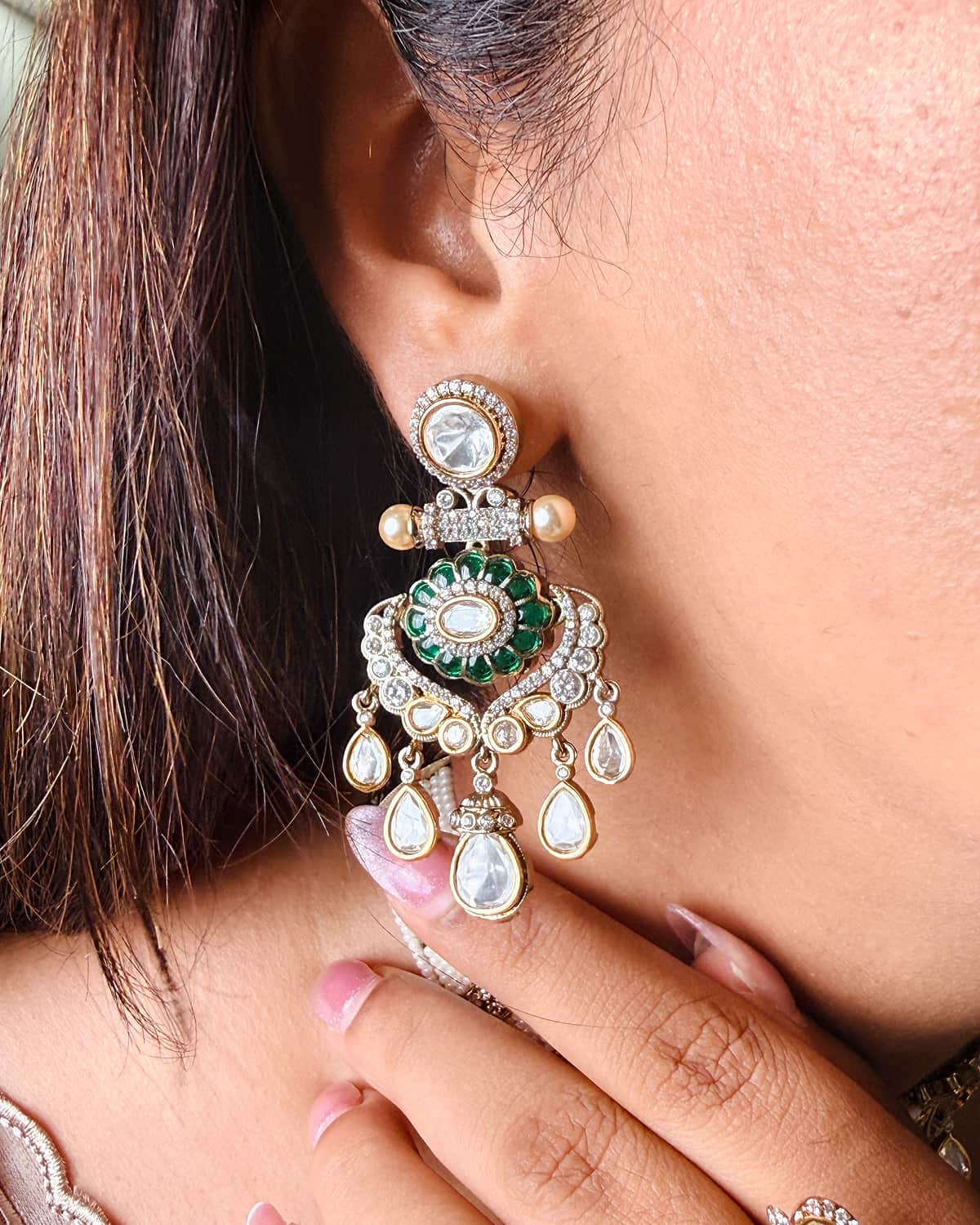 Mumtaz Moissanite & Pearl Choker Set
