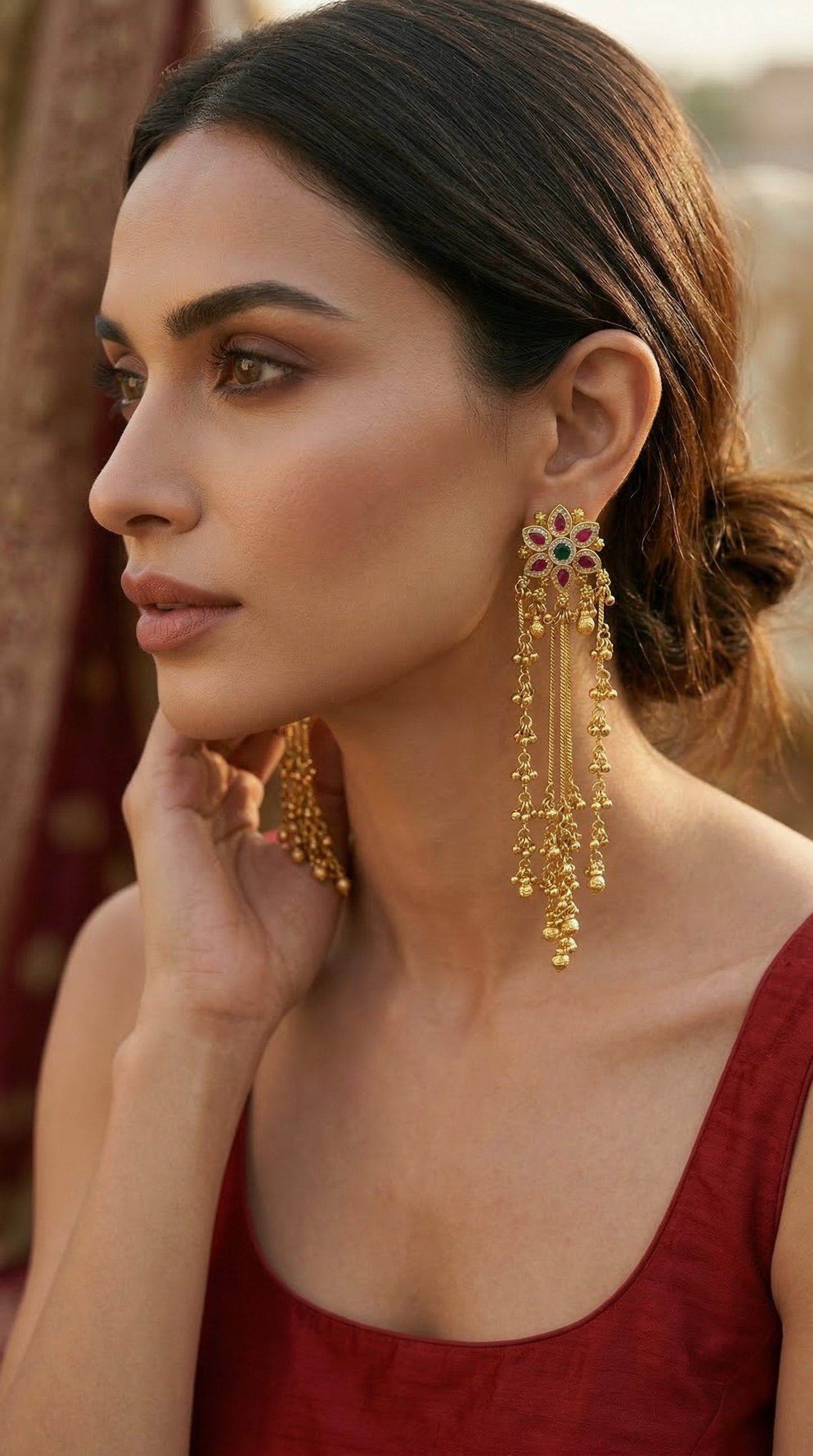 Kashmiri Lotus Tassel Earrings