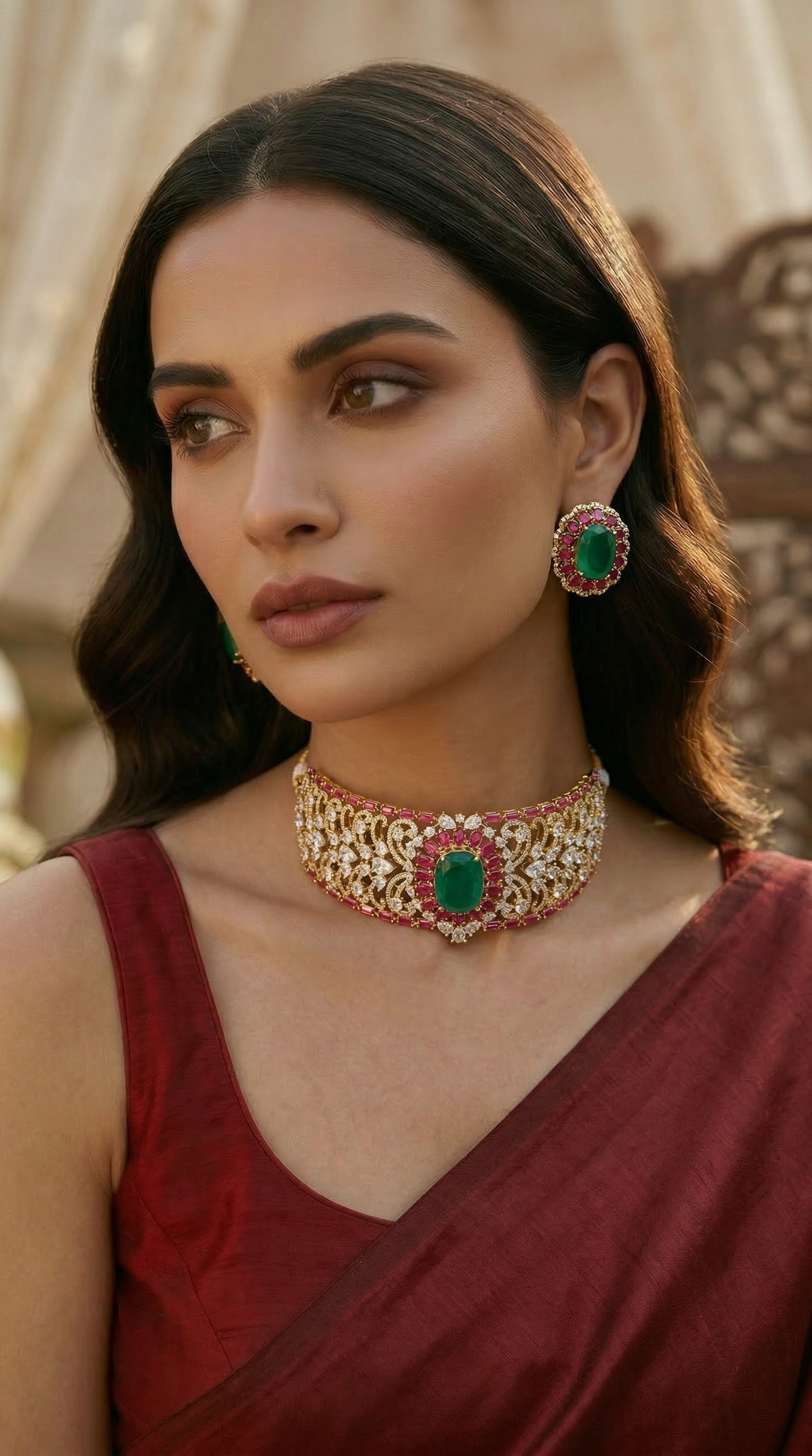 Ameera Emerald Regal Choker Set