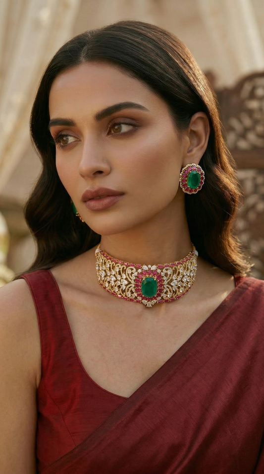 Ameera Emerald Regal Choker Set