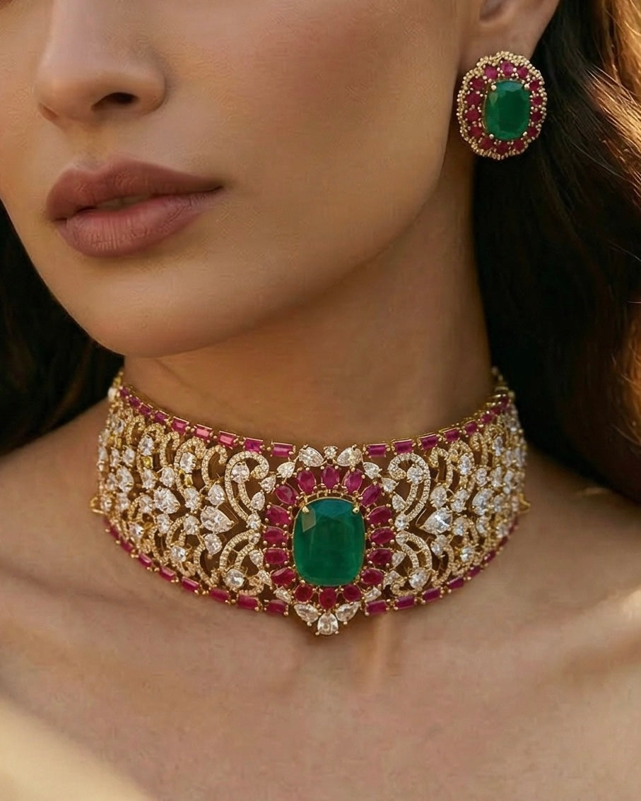 Ameera Emerald Regal Choker Set