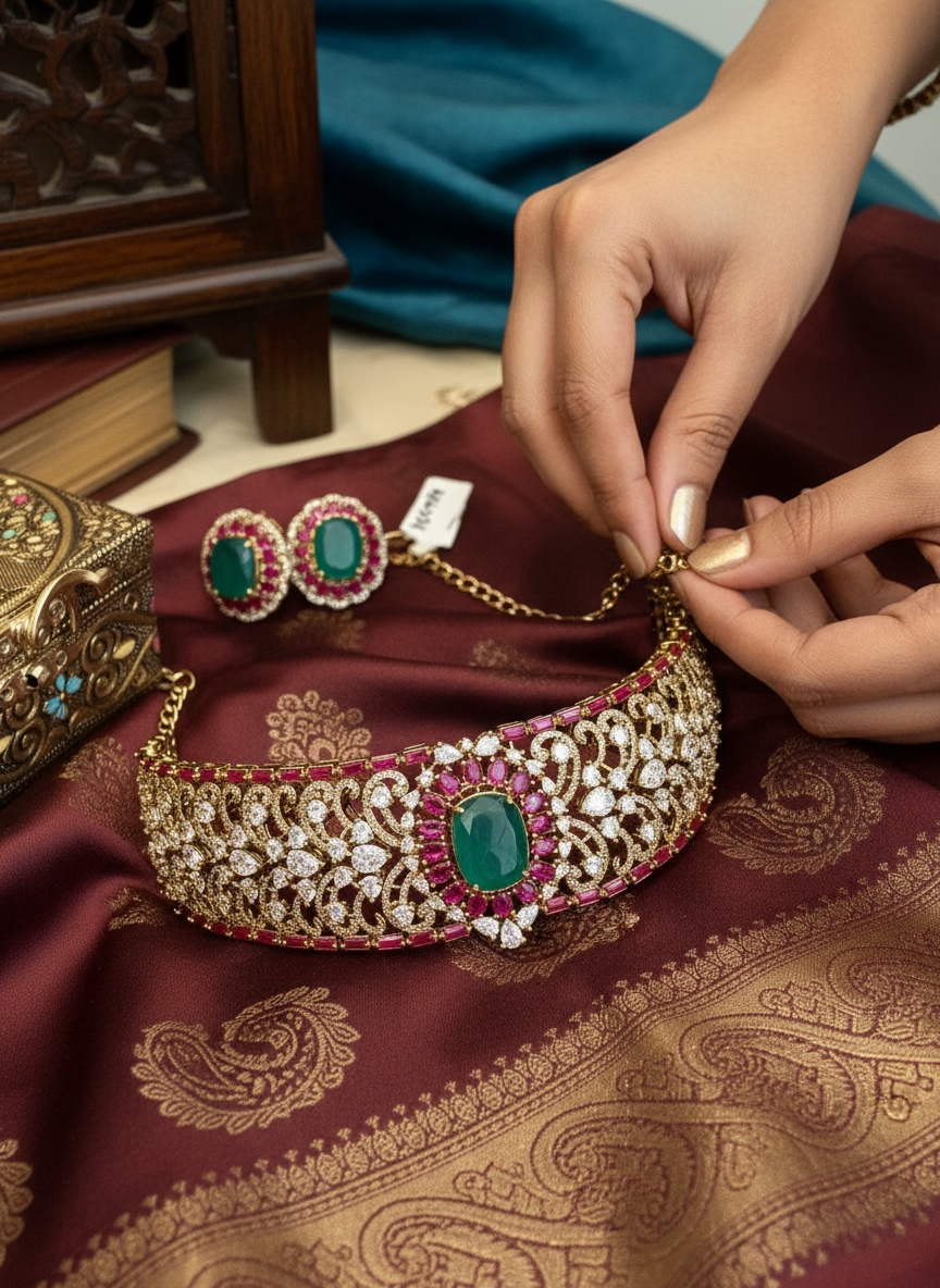 Ameera Emerald Regal Choker Set