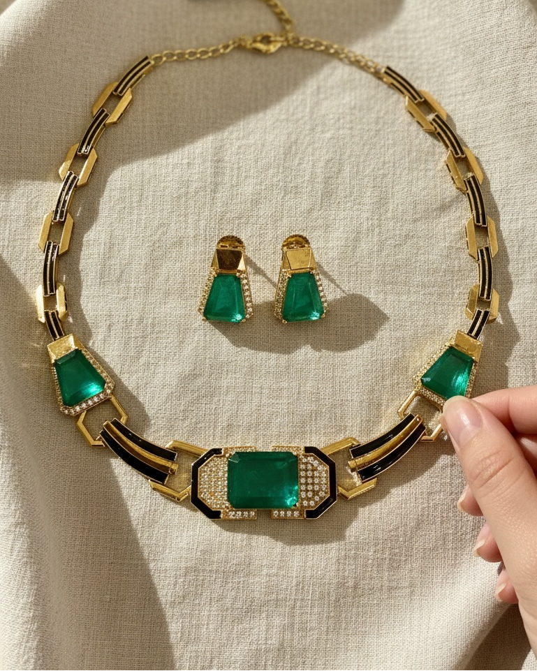 emerald doublet choker