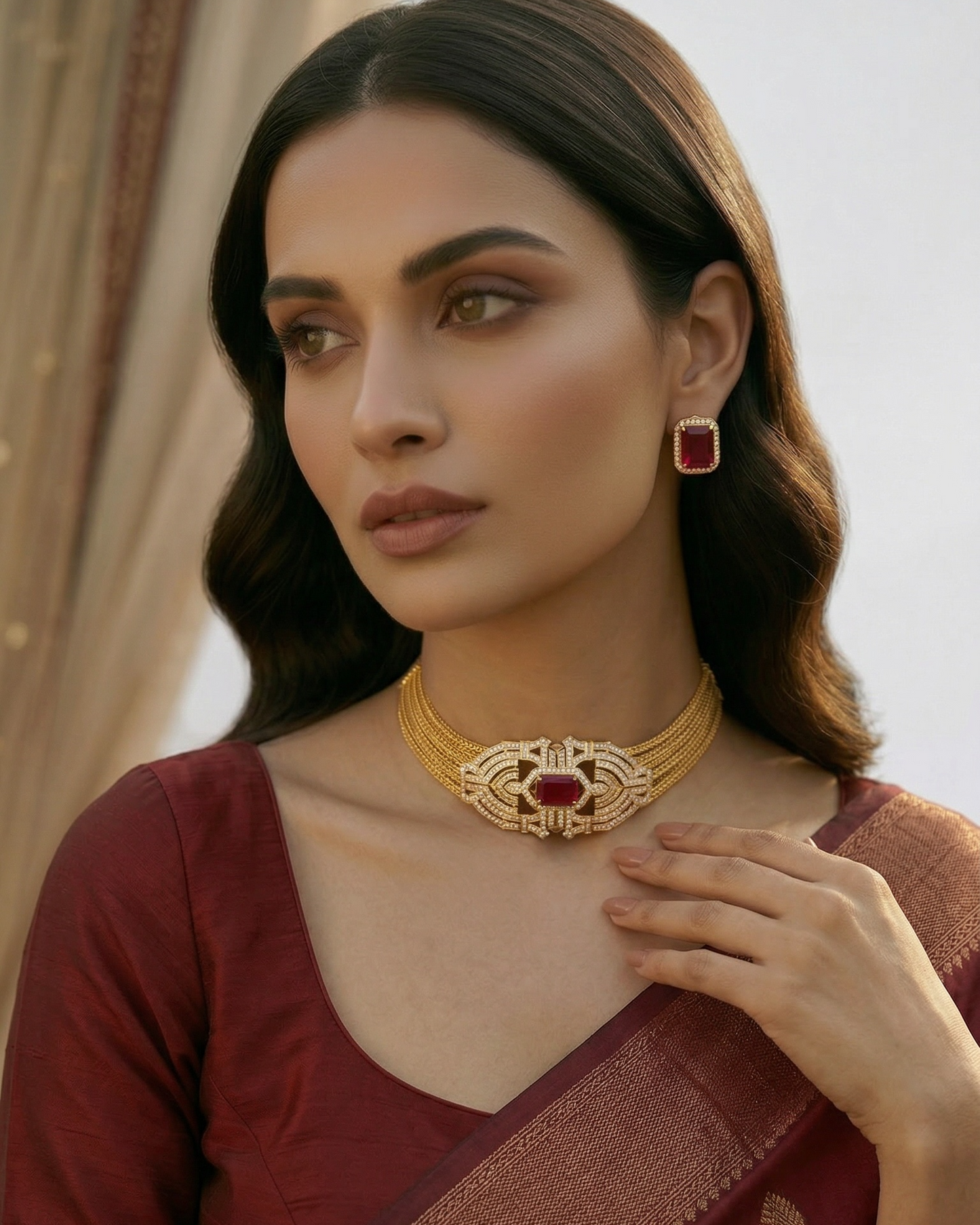 Rhea Crimson Deco Choker
