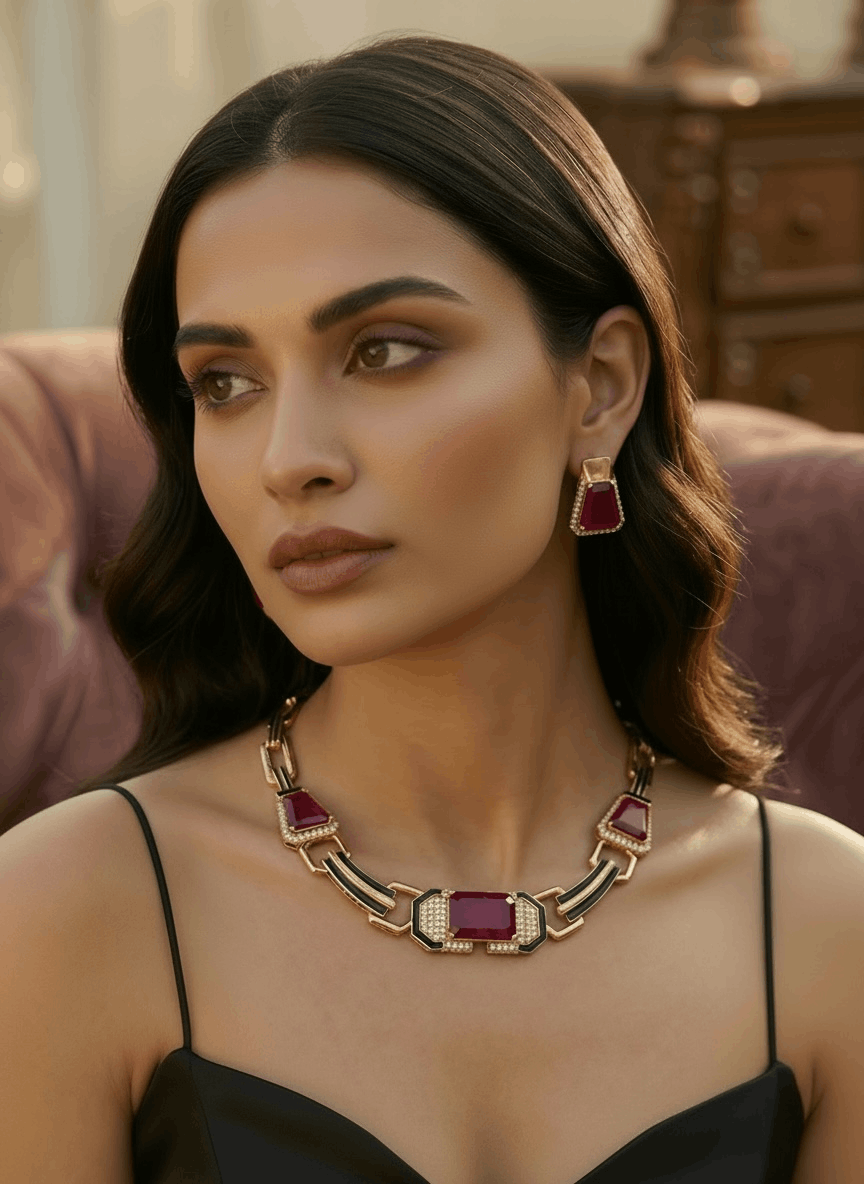 Emerald Doublet Stone Choker