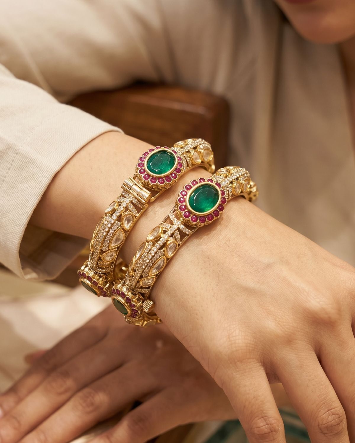 Rhea Moissanite Kada Bangles