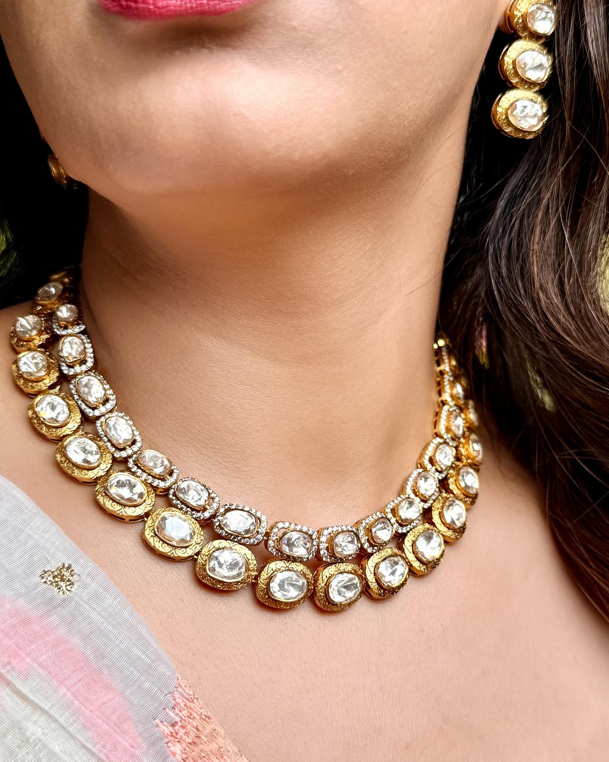Tara Double-Layer Polki Necklace