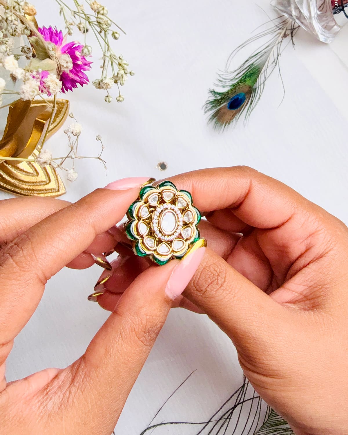 The Emerald Bloom Moissanite Ring