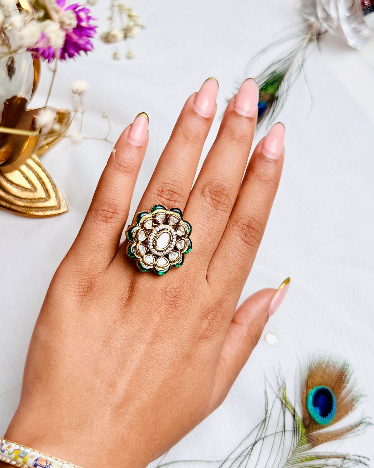 The Emerald Bloom Moissanite Ring