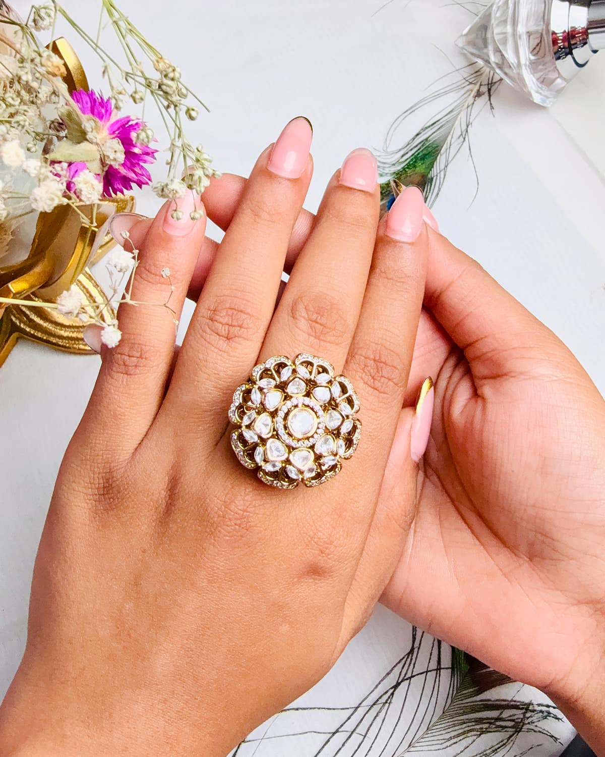 The Ivory Lotus Moissanite Ring