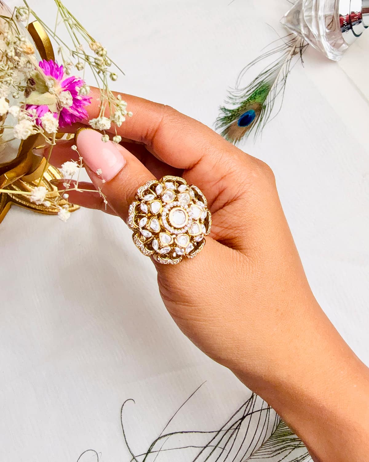 The Ivory Lotus Moissanite Ring