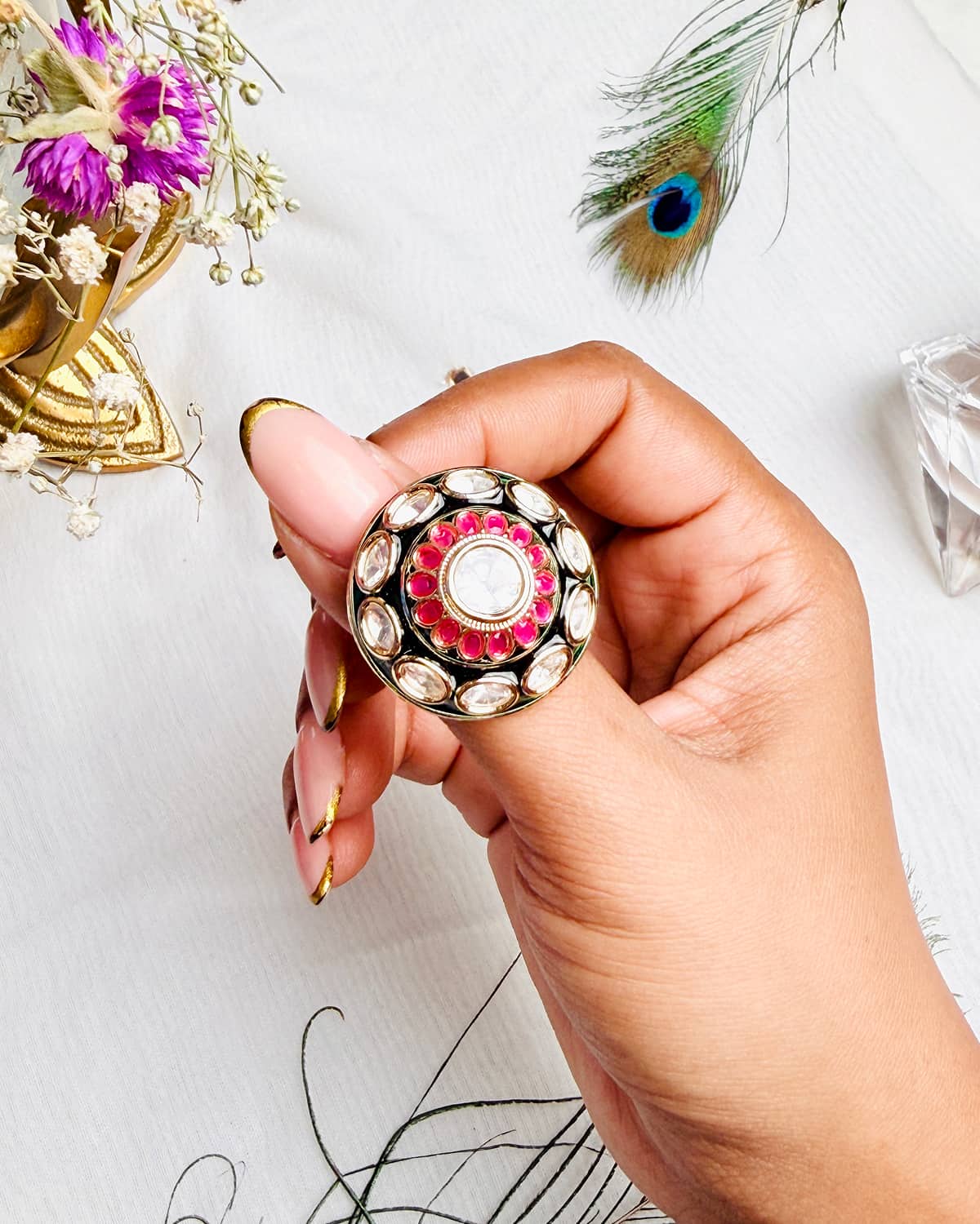 The Meenakari Moissanite Ring