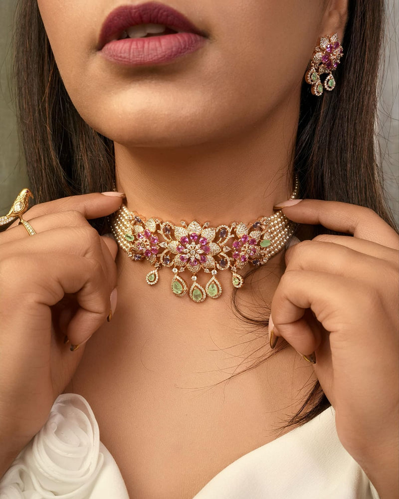 Whispering Woods  Pearl-Mesh Choker