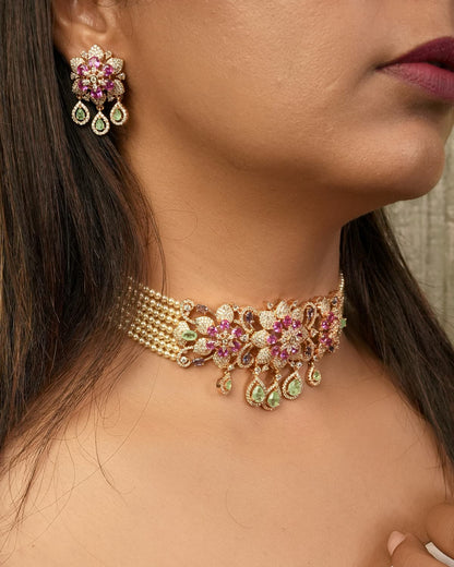 Whispering Woods  Pearl-Mesh Choker