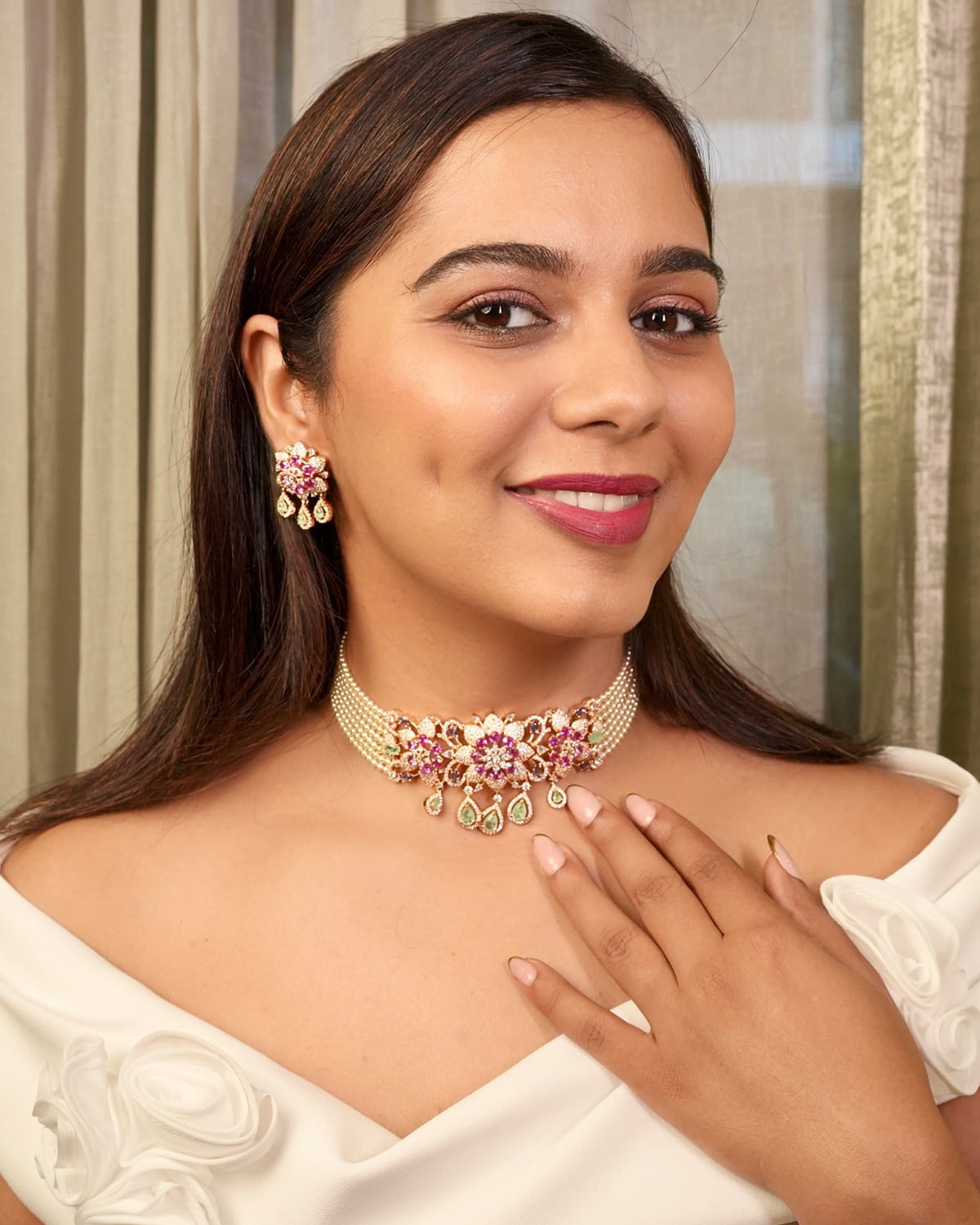Whispering Woods  Pearl-Mesh Choker