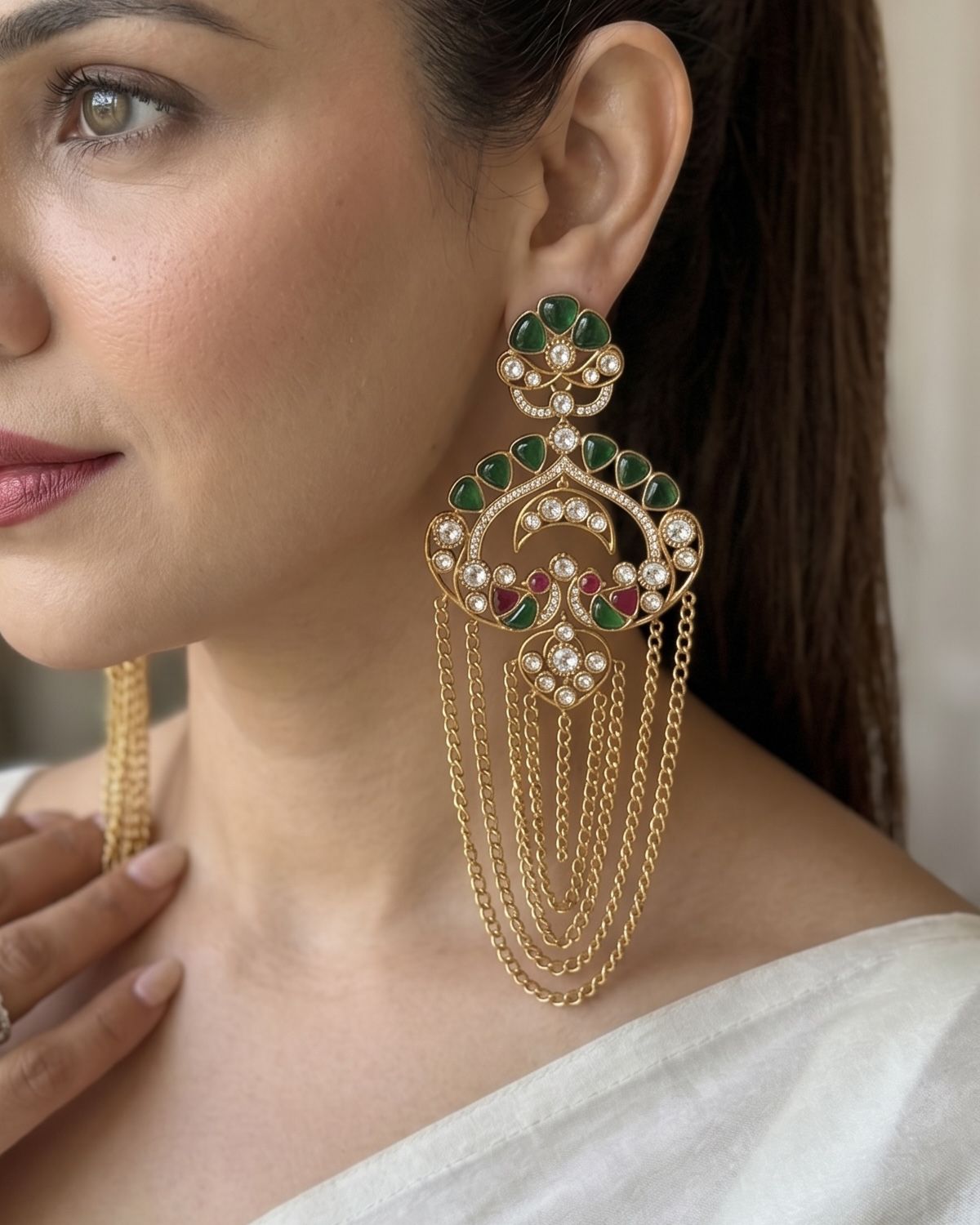 Zoya Pachi Kundan Earrings