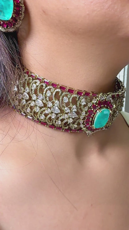 Ameera Emerald Regal Choker Set