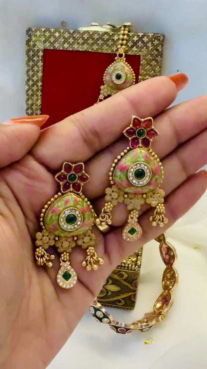 Hariyali Temple Choker Trio