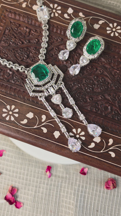 Emerald Drop Necklace Set