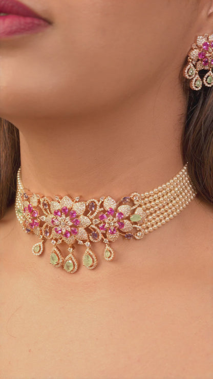 Whispering Woods  Pearl-Mesh Choker