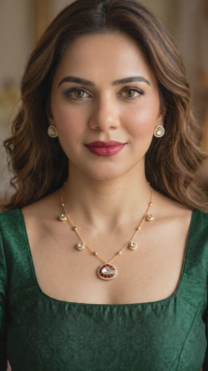 Dew Drop Kundan Pendant Set